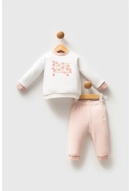 Спортен екип с памук с лого и флорална шарка