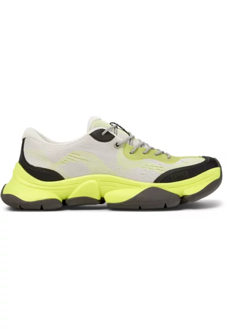 Спортни обувки от кожа и текстил - Лайм зелено/Светло бежово
