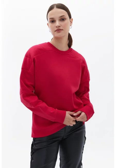 Суитшърт с ръкави реглан - Яркорозово