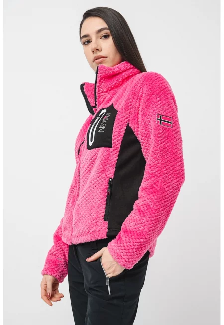 Суитшърт със средновисока яка и цип - Светлорозов