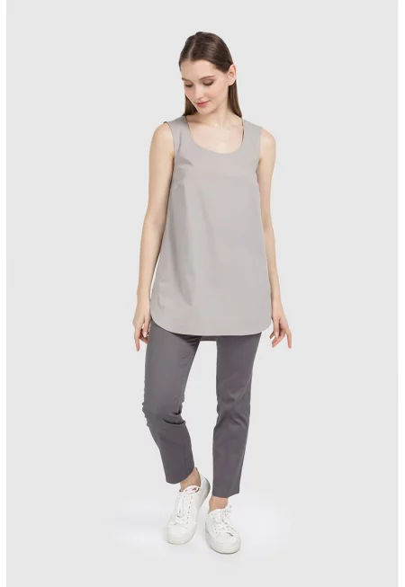 Свободен топ с овално деколте - Сив