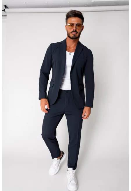 Тъмносиньо яке и костюм с дълги панталони 17216 - Тъмносин