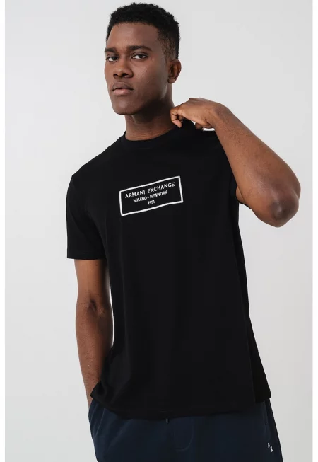 Тениска с бродирано лого - Черен