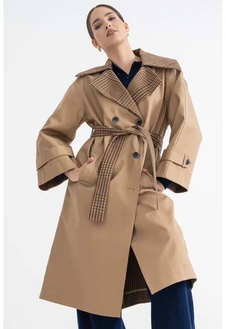 Тренч с уголемени двойни ревери