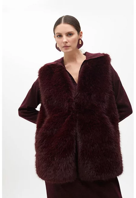 Уголемен елек от еко пух - Коняк кафяв