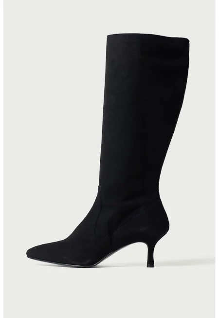 Велурени ботуши със заострен връх - Черен