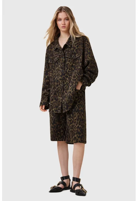 Яке от деним Willow с животинска шарка - Тъмнокафяв/Камел