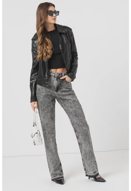 Яке от еко кожа с принт