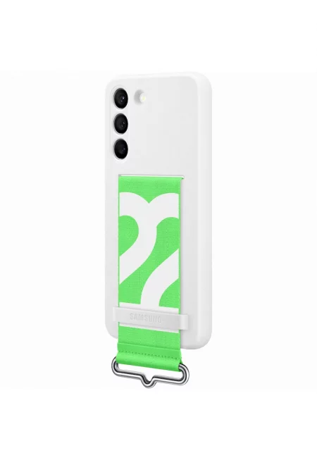 Защитен калъф  Silicone Cover with Strap - За Galaxy S22 (S901) - White