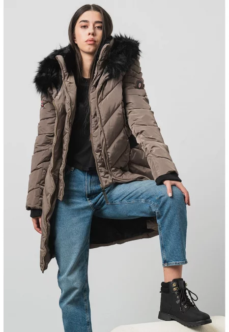 Зимно яке Dolrie с колан - Каки