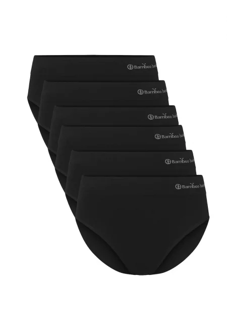 Bamboo Basic - Безшевни слипове - 6 чифта - Черен
