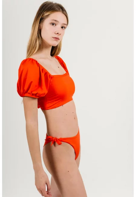 Бански от две части с бухнали ръкави - Мандарина