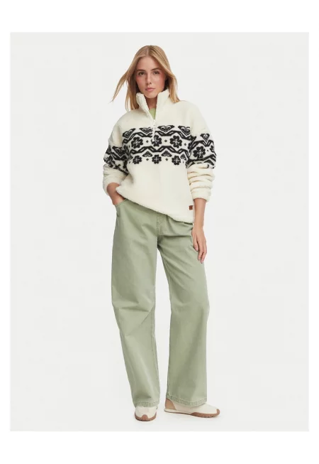 Bluza de trening din blana sherpa ecologica cu model etnic