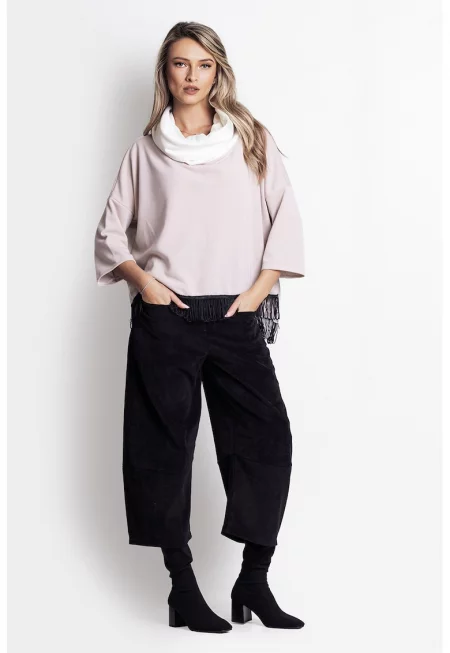 Блуза с паднали ръкави - Бледо розово