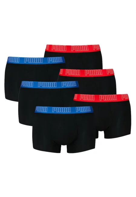 Боксерки с памук с лого - 6 чифта - Червен/Черен/Син