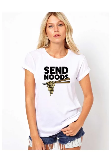Бяла дамска тениска - Send noods