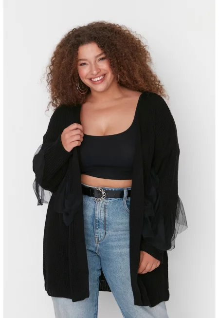 Cardigan с дипли от тюл Plus Size