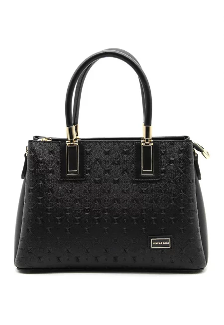 Чанта от еко кожа с отделяща се презрамка - Черен