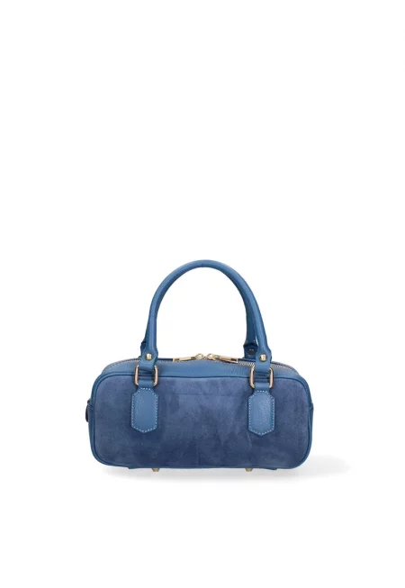 Чанта Seraphina Elite от велур и кожа - Тъмносин