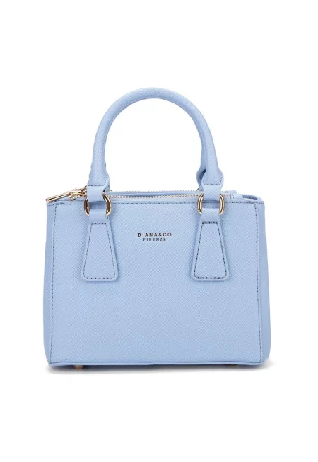 Чанта за рамо от еко кожа с лого - Светлосин