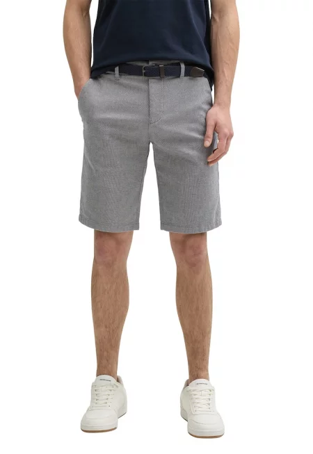 Чино бермуди със средновисока талия - Светлосив меланж