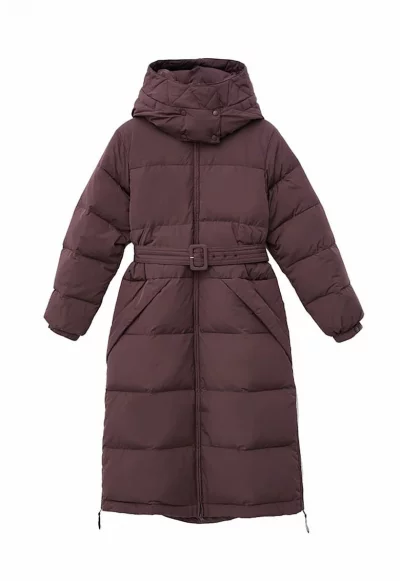 Дълго зимно яке с пухена вата и качулка