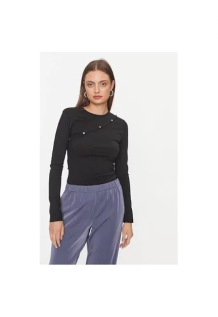 Дамска блуза -  303246853 - Вискоза/Полиамид - Черна - Черен