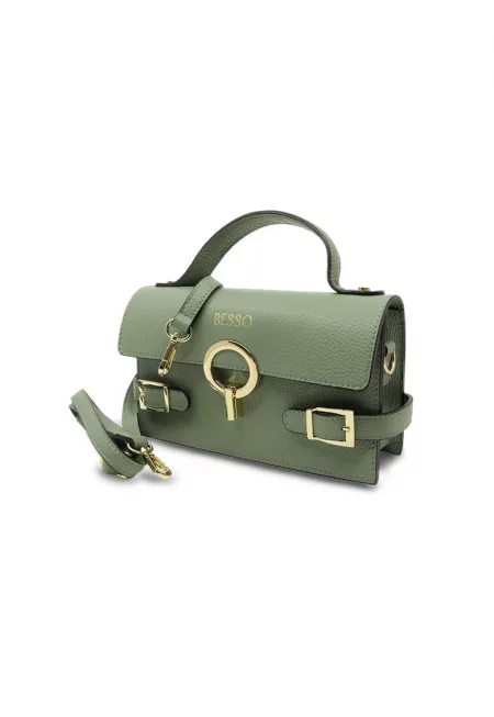 Дамска чанта Splendore Chic от естествена кожа - Зелен