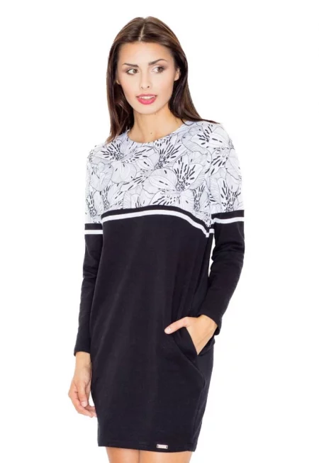 Дамска мини рокля Carnwene M510 черно и бяло