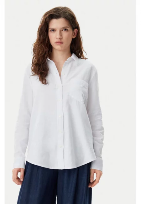 Дамска риза -  305290816 - Лен/Памук - Бяла