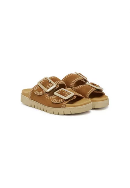 Дамски джапанки - 63.741.14 -  Естествена кожа - Кафяв