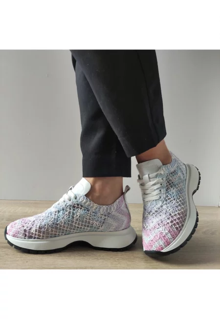 Дамски ежедневни обувки  1367 перфорирани - бял/син - Бял