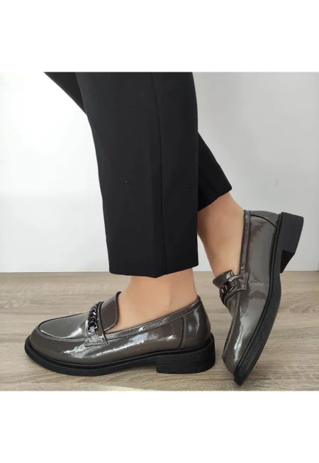 Дамски ежедневни обувки  30025L сив лак - сив лак - Сив