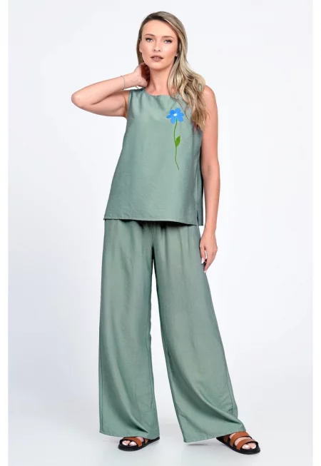 Дамски комплект -  Градински цветя V335 - ръчно изрисуван -