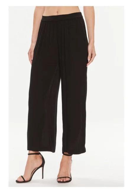 Дамски панталон - Кремав - 582074 - Черен - Вискоза