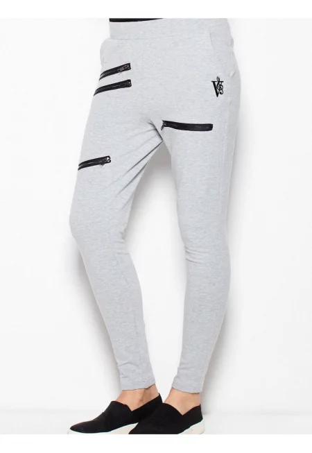 Дамски спортен панталон  втален - ниска талия - сив - памук