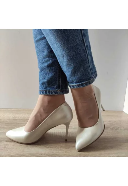 Елегантни дамски обувки  3527 Beige Mother of Perl - Бежови - Бежов