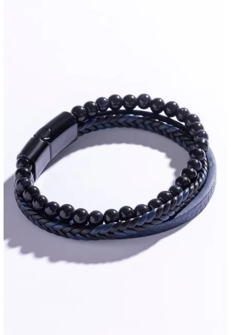 Гривна на три реда с полускъпоценни камъни