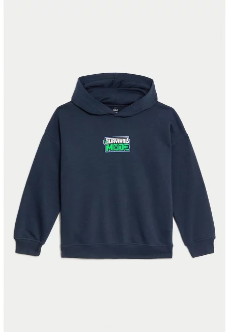 Худи с паднали ръкави и принт