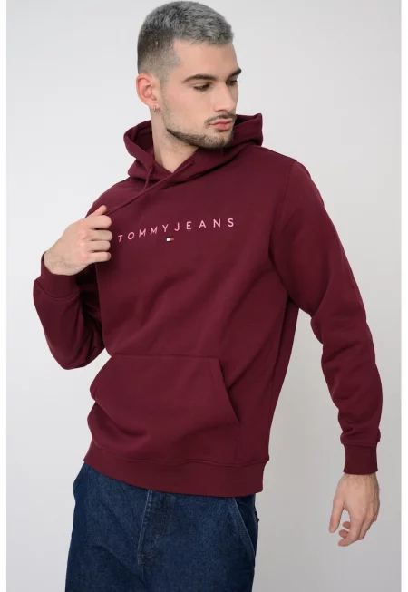 Худи с памук с бродирано лого - Бордо/Розово