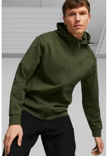 Худи с цип и лого - Каки