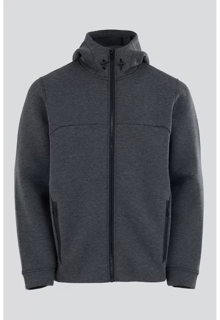 Худи с цип - Меланж тъмно сиво