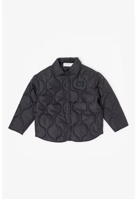 Капитонирано зимно яке с лого - Черен