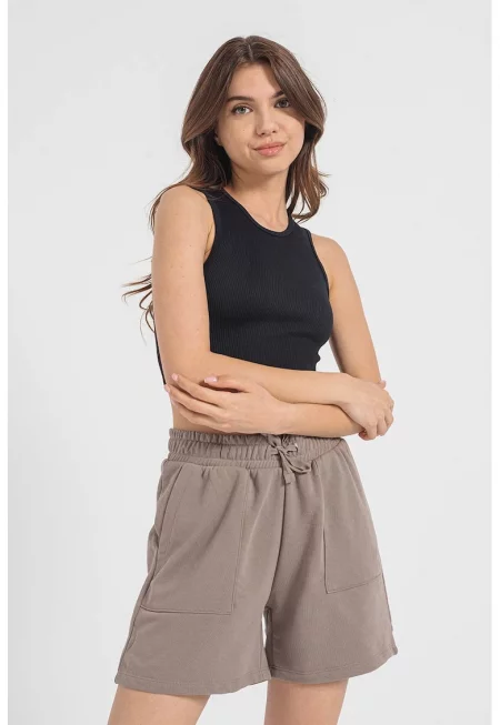 Къс рипсен топ Gwen с овално деколте