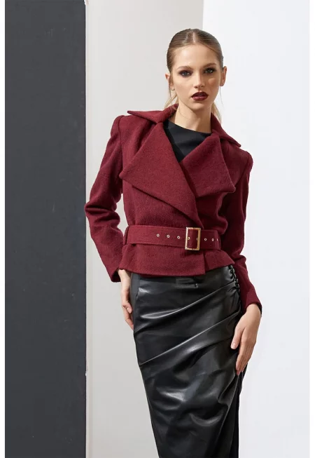 Късо вълнено палто - Бордо