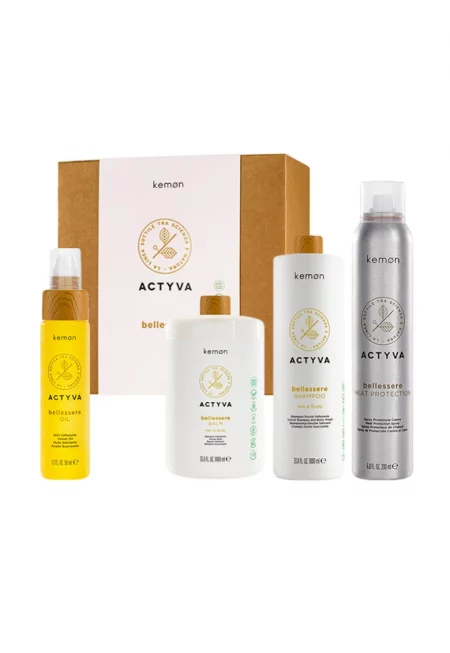 Комплект  Actyva Bellessere - Шампоан 1000 мл - Балсам 1000 мл - Масло 50 мл - Спрей 200 мл
