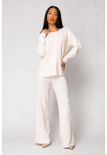 Комплект Vellera Пуловер и дълъг панталон Cream 18303