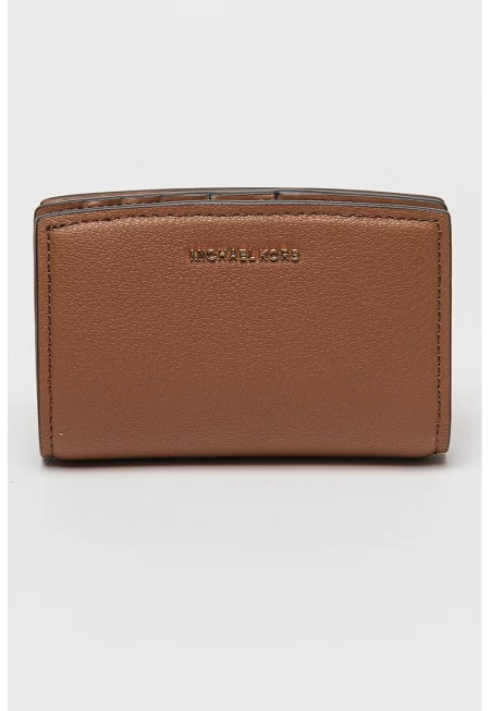 Кожен портфейл Bryant с метално лого - Канелено кафяво