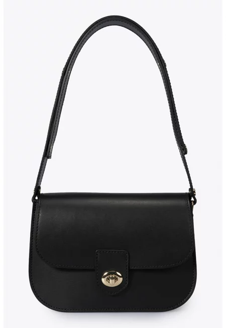 Кожена чанта през рамо с капаче