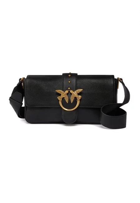 Кожена чанта с капаче - Черен